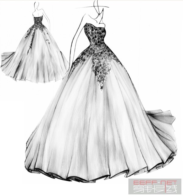 服裝設計手繪之禮服素描手稿的藝術與技巧